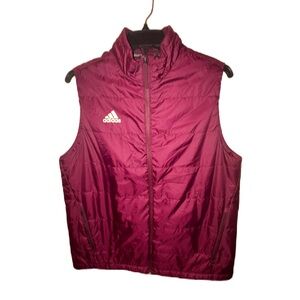 Adidas Burgundy Zippered Quilted Vest Size Large